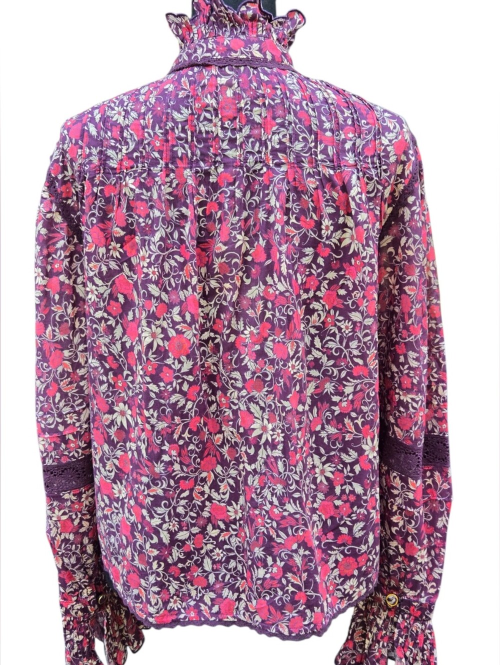 NWT Farm Rio Chelsea Garden Purple Floral Cotton Lace Blouse Size M - Picture 9 of 12